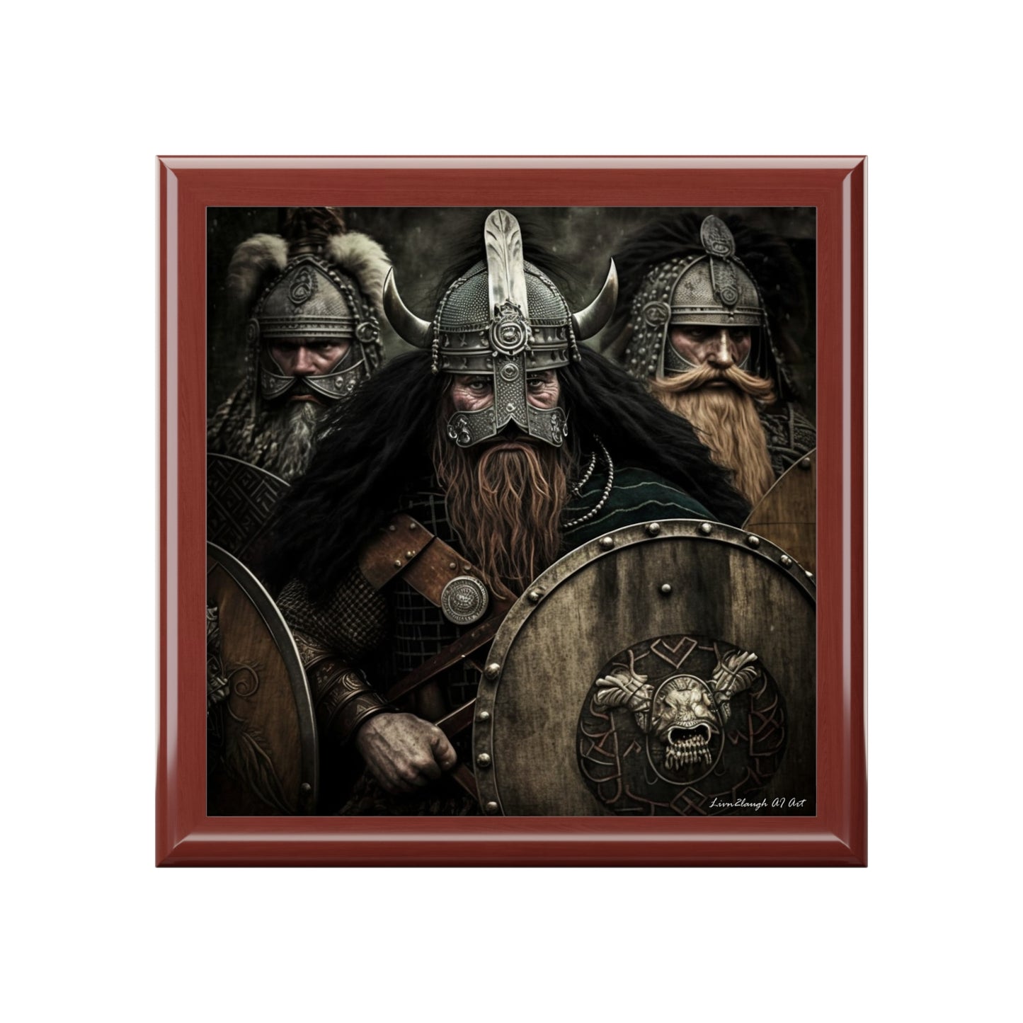 Viking's Stance With Shield, Black or Brown Jewelry Box