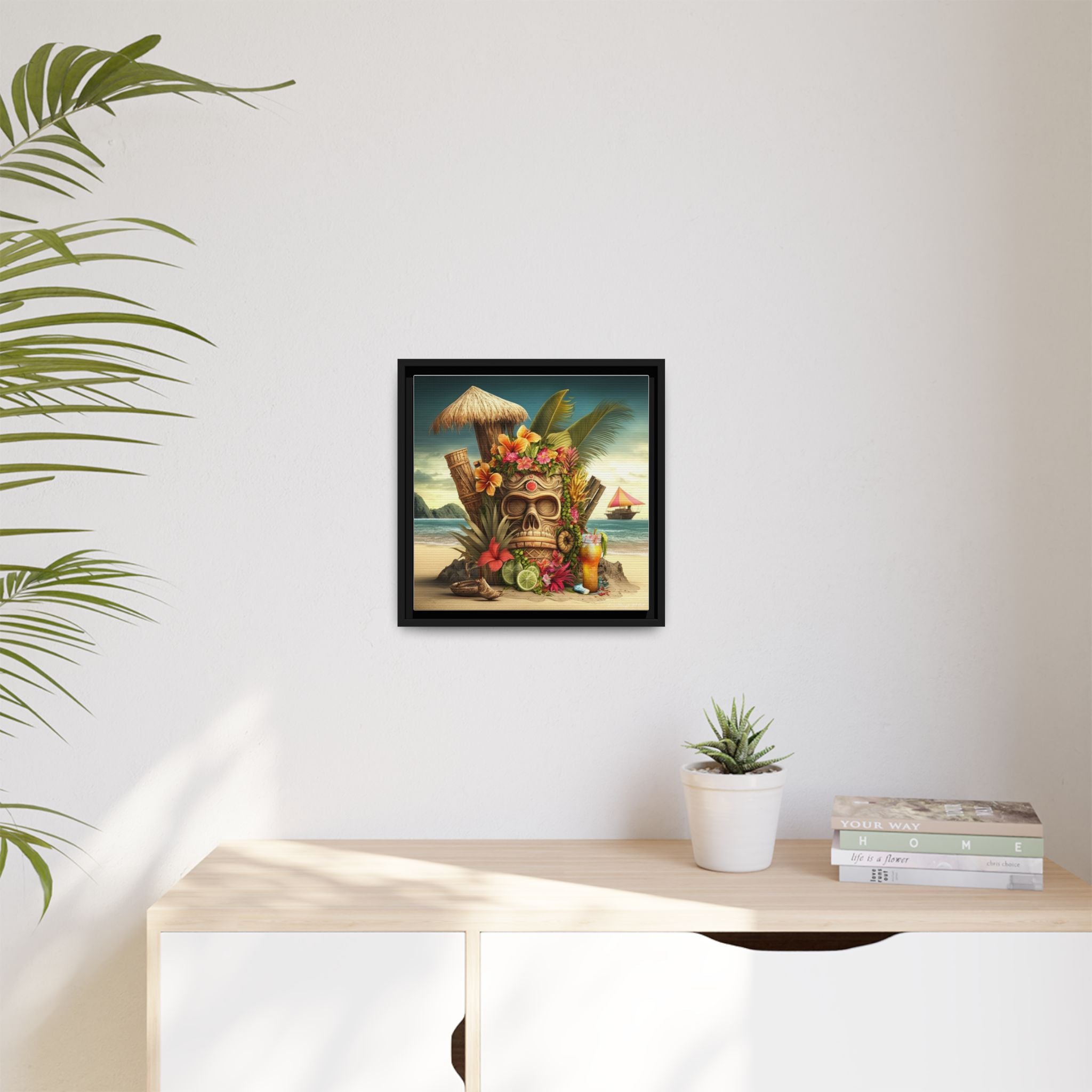 Tiki Dreams by the Shore, Art Print — Colorful Modern Wall Canvas