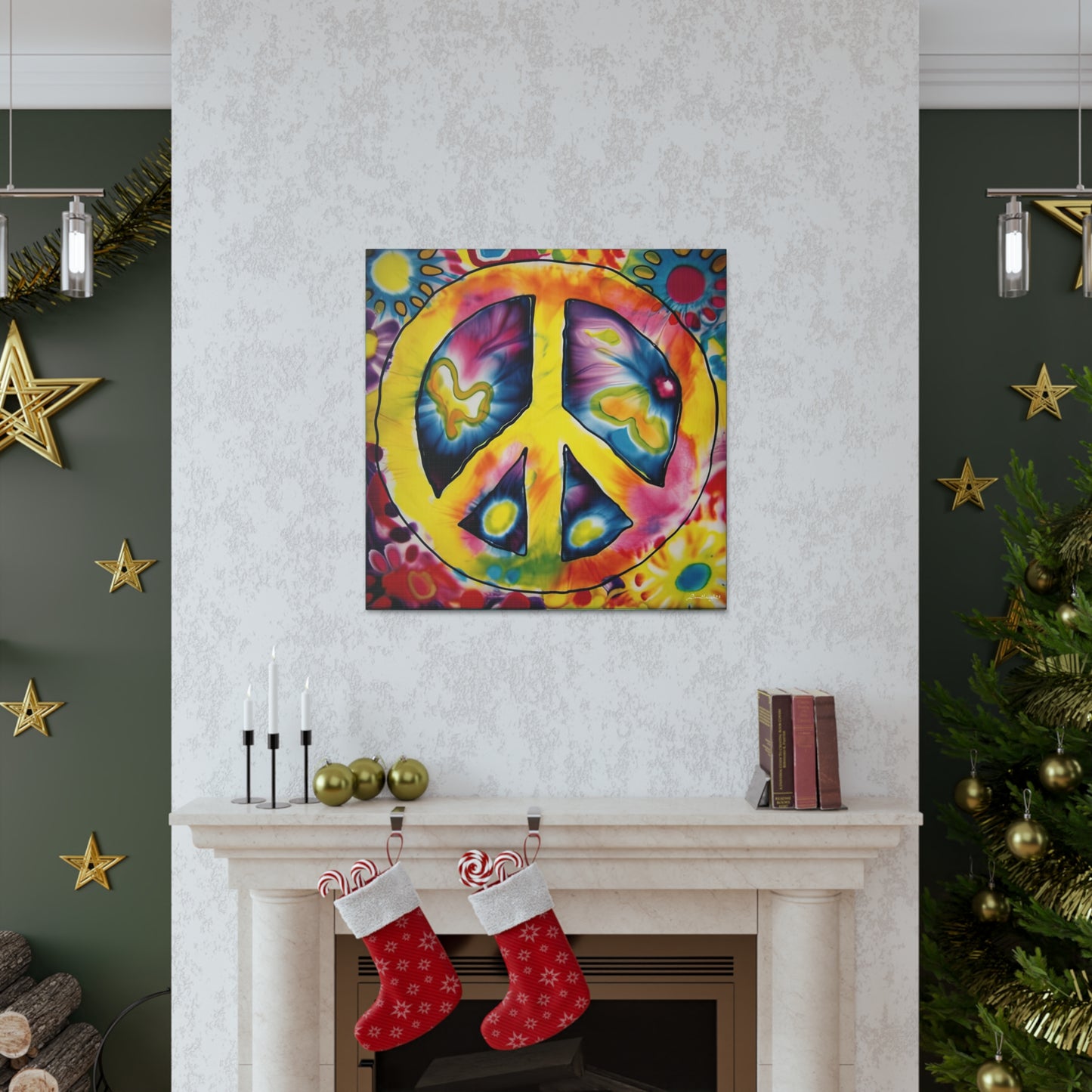 Coolio Tie Dye Hippie Peace Sign 7 Canvas Gallery Wraps