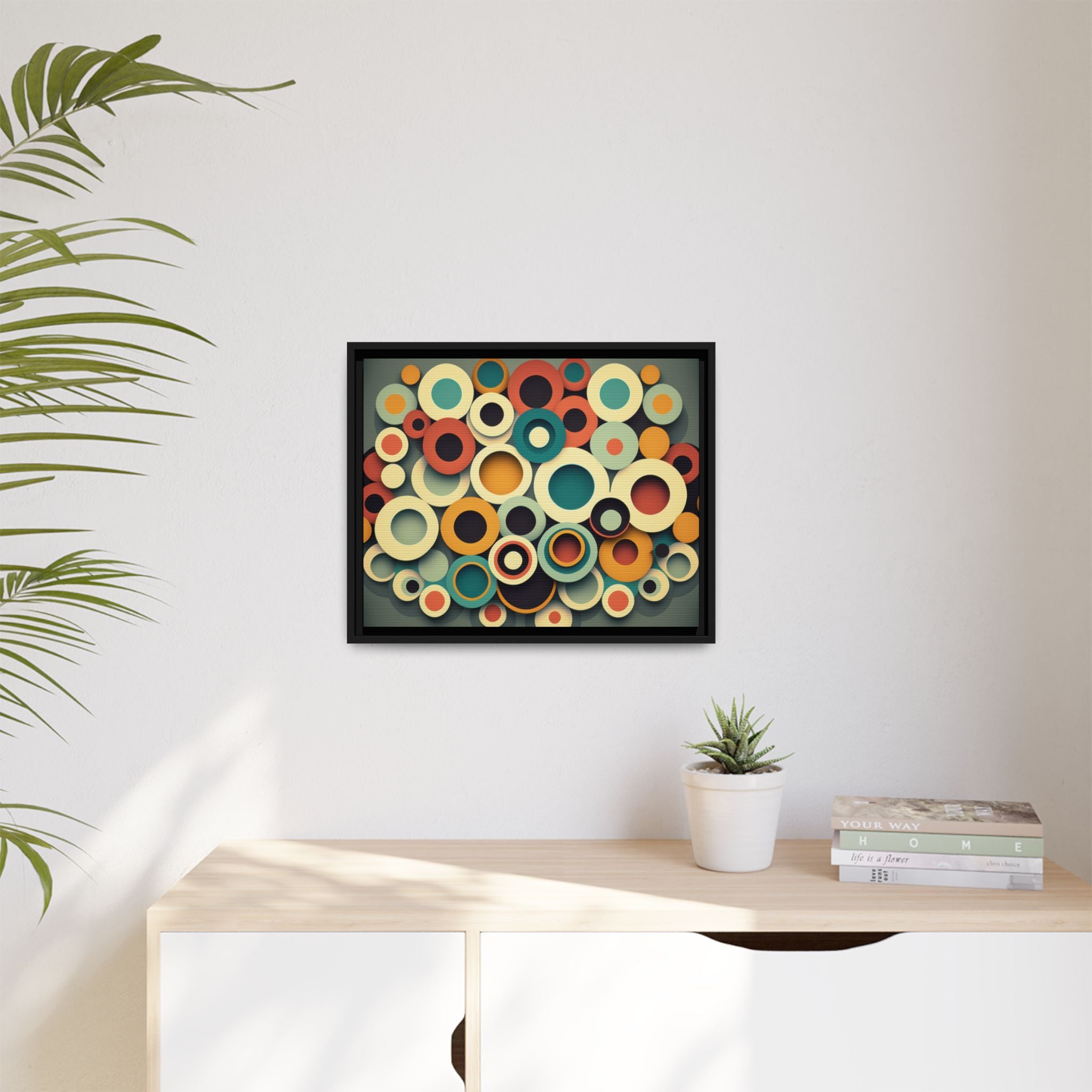 Gathered Circles, Matte Canvas, Framed (Multi-color)