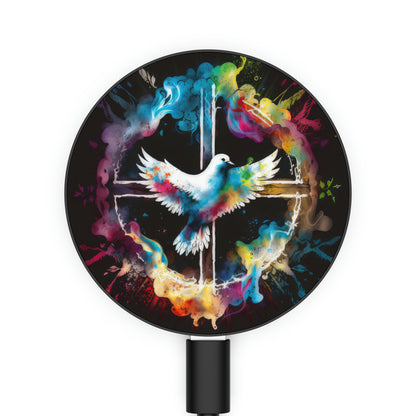 Bold And Beautiful Tie Dye Dove And Cross Style 8 Magnetic Induction Charger