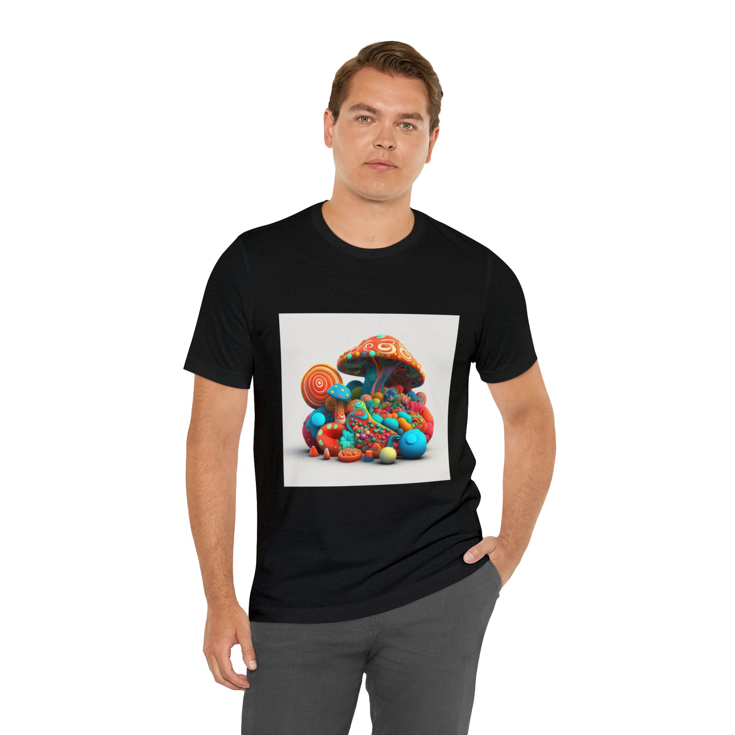 Hippie Mushroom Color Candy Style Design Style 1Unisex Jersey Short Sleeve Tee