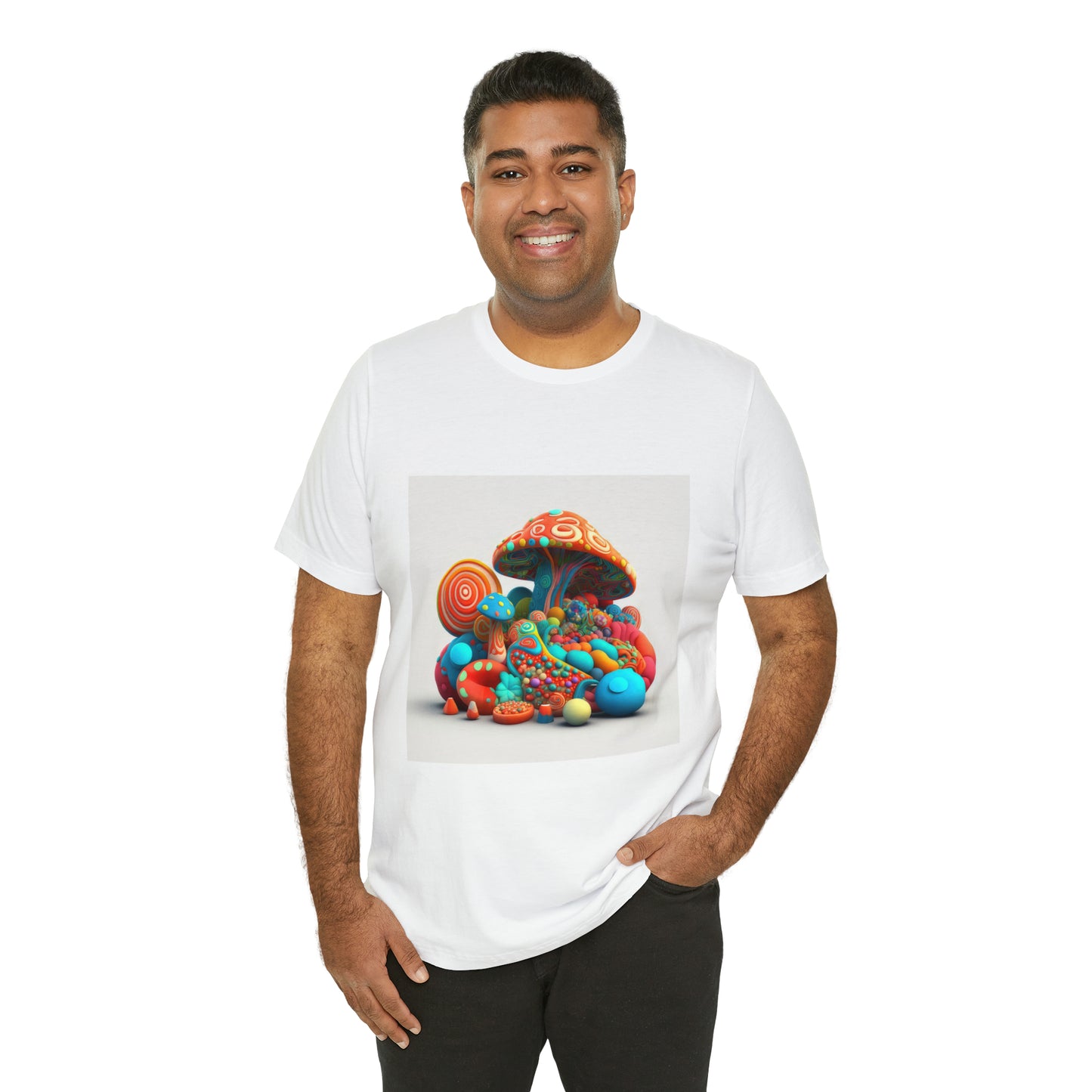 Hippie Mushroom Color Candy Style Design Style 1Unisex Jersey Short Sleeve Tee