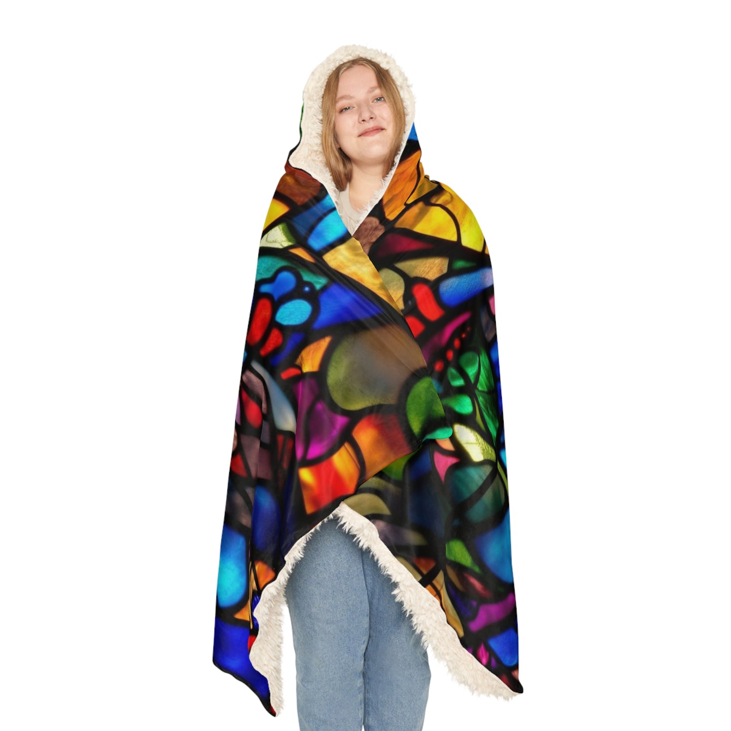 Stained Glass Blue Background Amazing Yellow Heart Snuggle Blanket