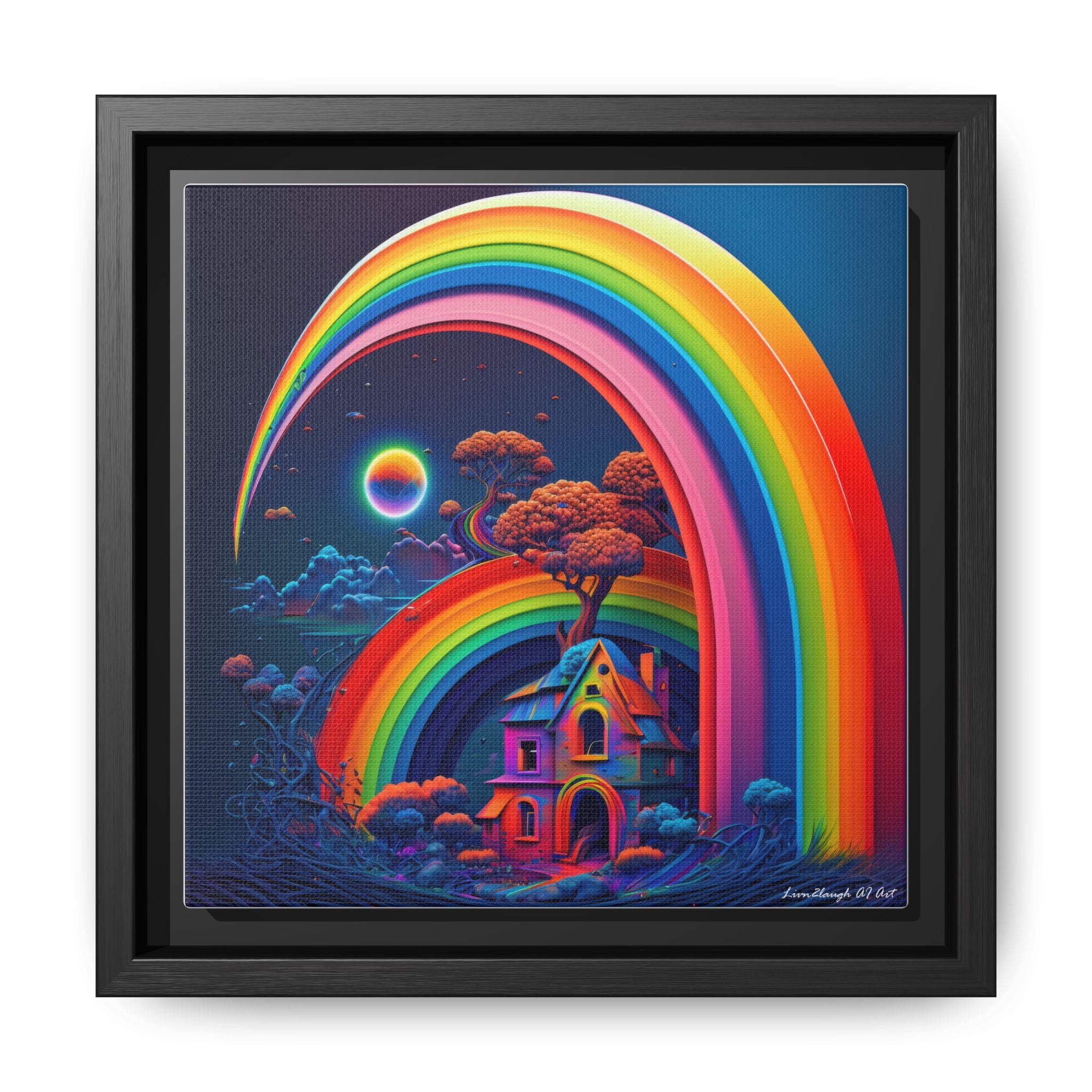 Home Beneath the Rainbow, Art Print — Colorful Modern Wall Canvas