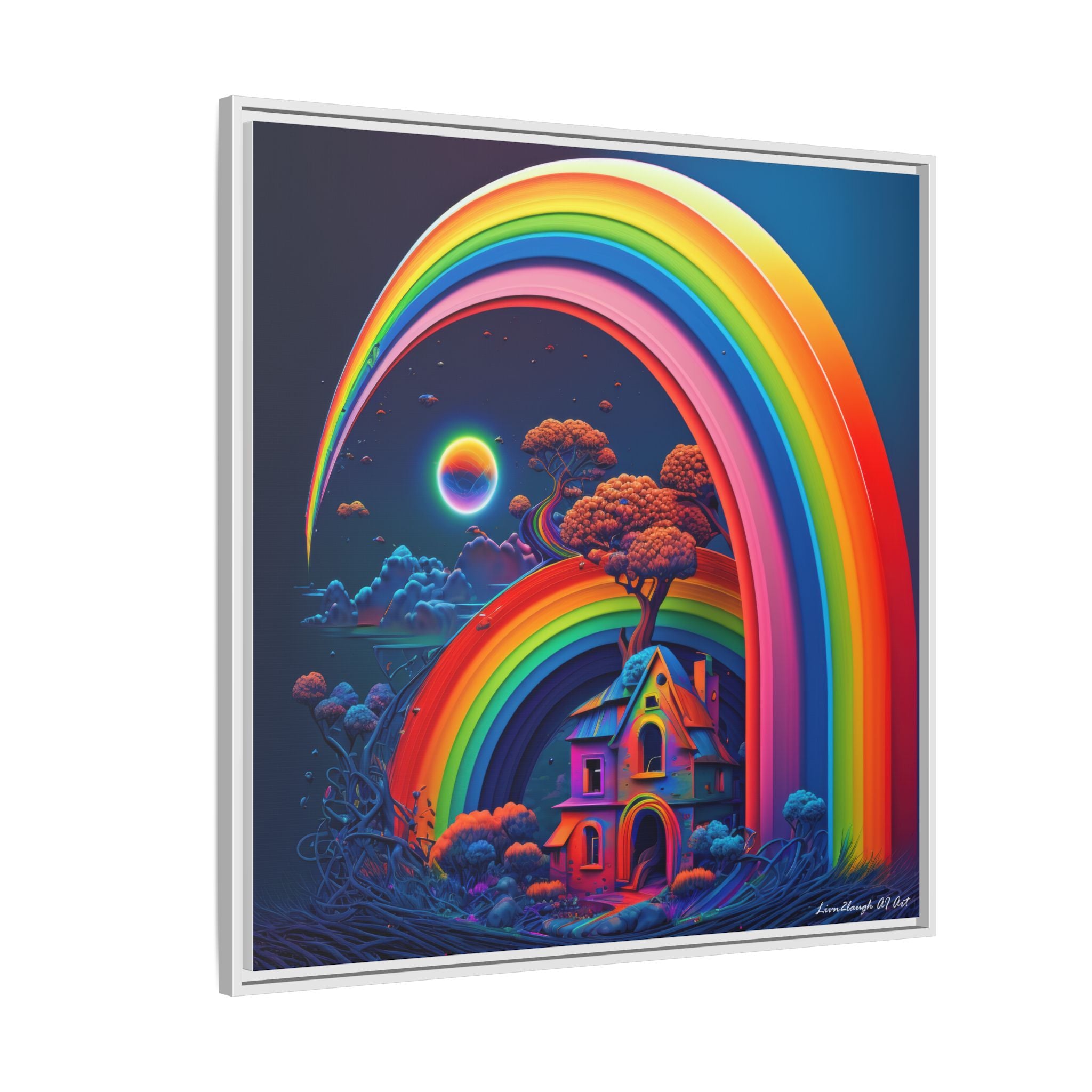 Home Beneath the Rainbow, Art Print — Colorful Modern Wall Canvas