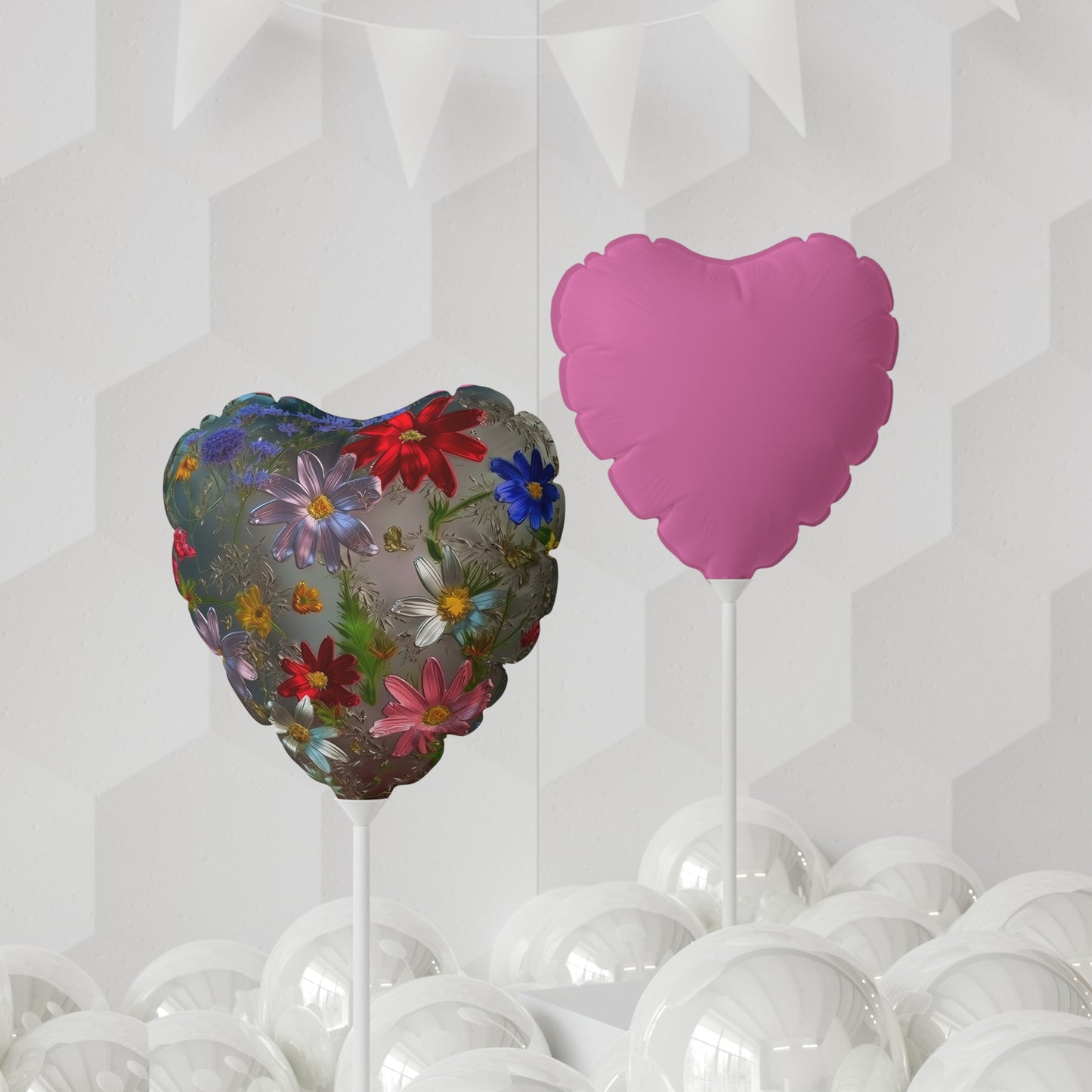 Bold & Beautiful & Metallic Wildflowers, Gorgeous floral Design, Style 6 Balloon (Round and Heart-shaped), 11"