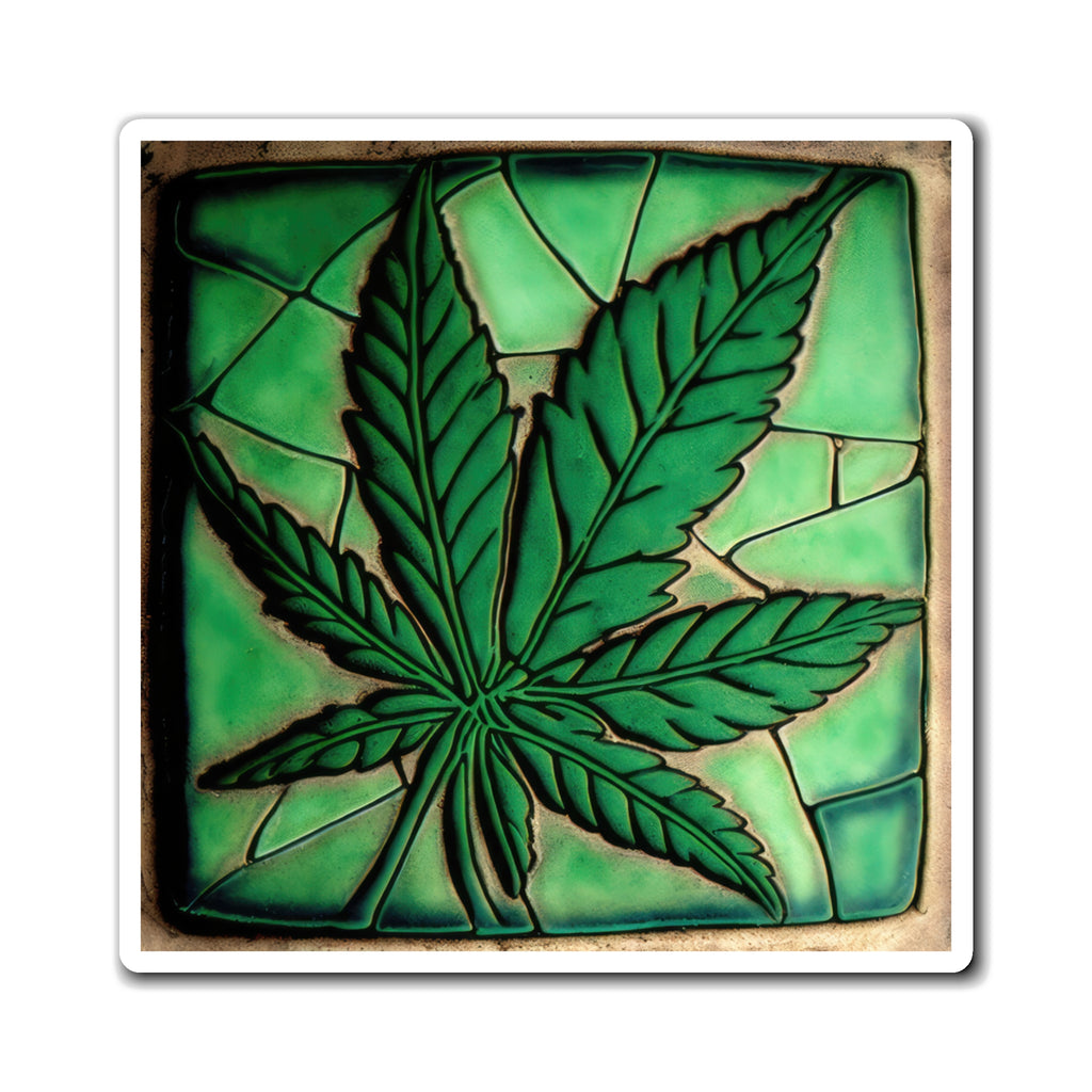 Large Beautiful Marijuana Leaf With Gorgeous Green Background Magnets