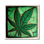 Large Beautiful Marijuana Leaf With Gorgeous Green Background Magnets