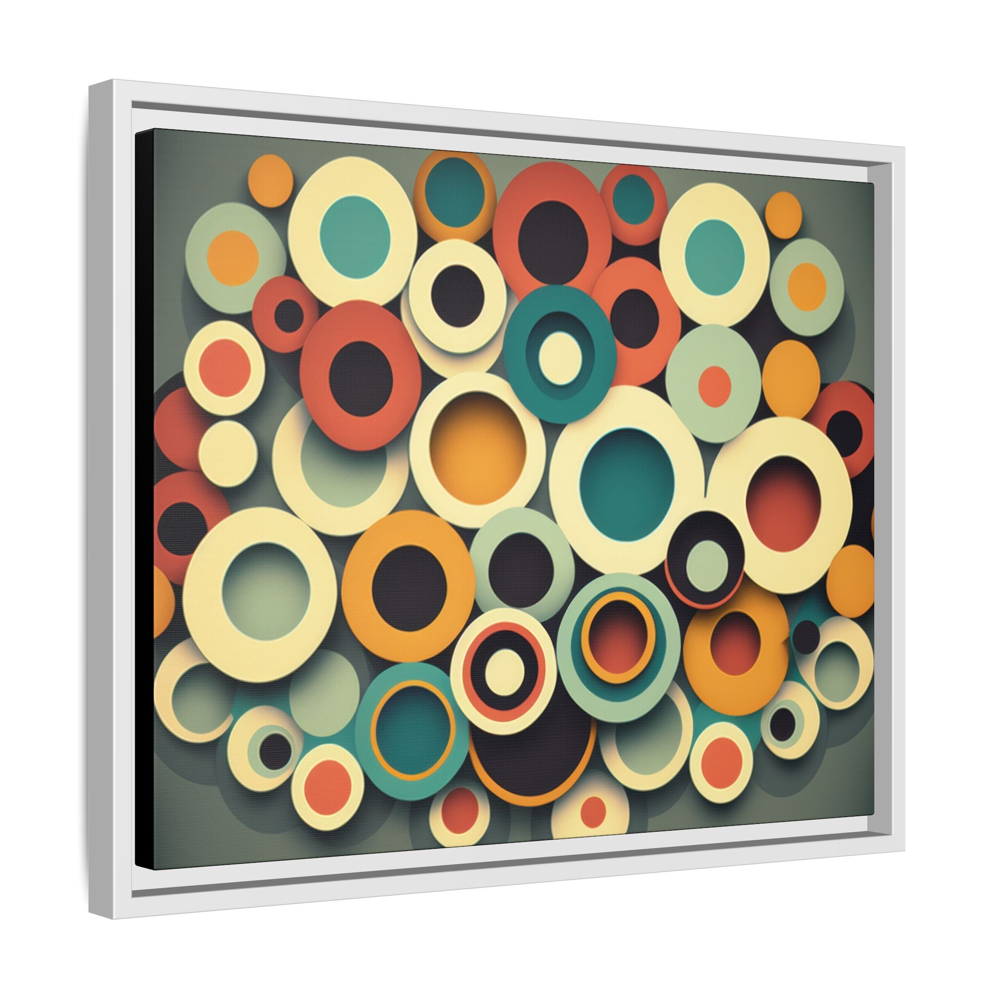 Gathered Circles, Matte Canvas, Framed (Multi-color)