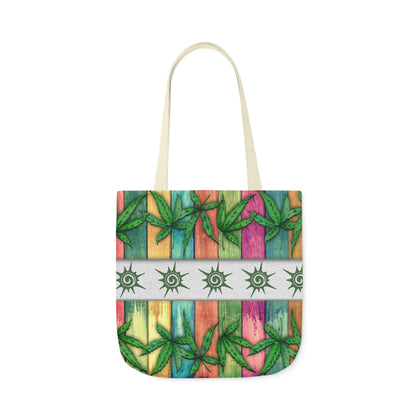 Beautiful Multicolored Pink Purple Blue 420 Weed Marijuana Leaf Polyester Canvas Tote Bag (AOP)