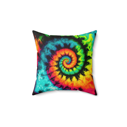 Bold And Beautiful Tie Dye Style Three Spun Polyester Square Pillow