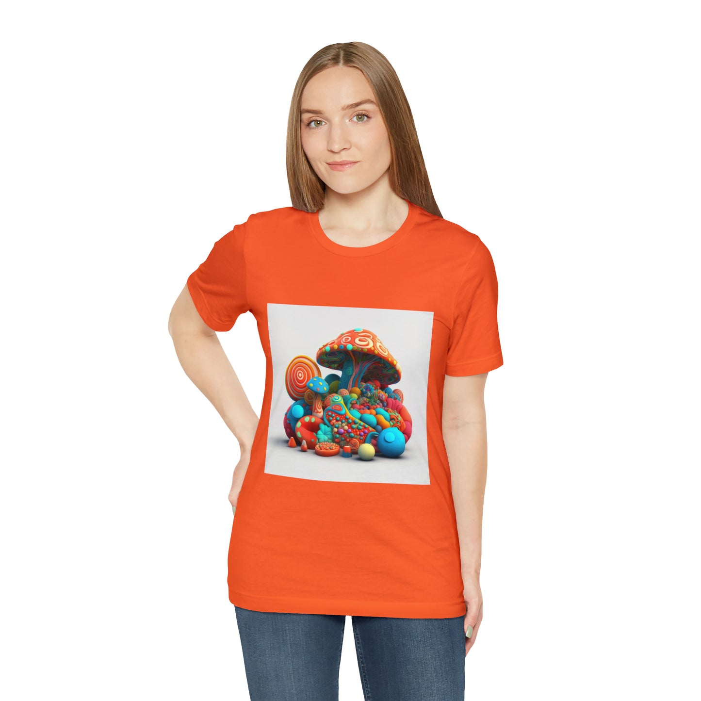 Hippie Mushroom Color Candy Style Design Style 1Unisex Jersey Short Sleeve Tee