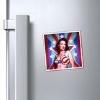 Retro Tattooed Pinup Blue, Red And White Star Magnet Style Five