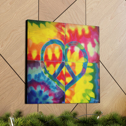 Coolio Tie Dye Hippie Heart Peace Sign Canvas Gallery Wraps