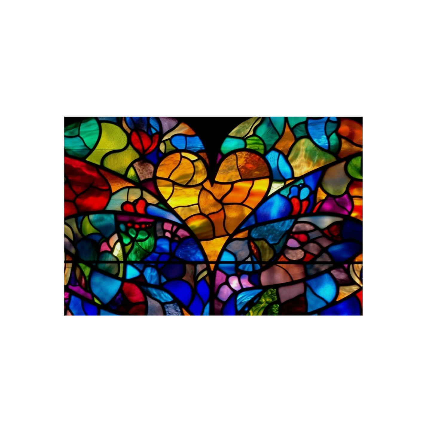 Stained Glass Blue Background Amazing Yellow Heart Aluminum Composite Panels