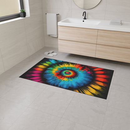 Bold And Beautiful Tie Dye Style Four Heavy Duty Floor Mat