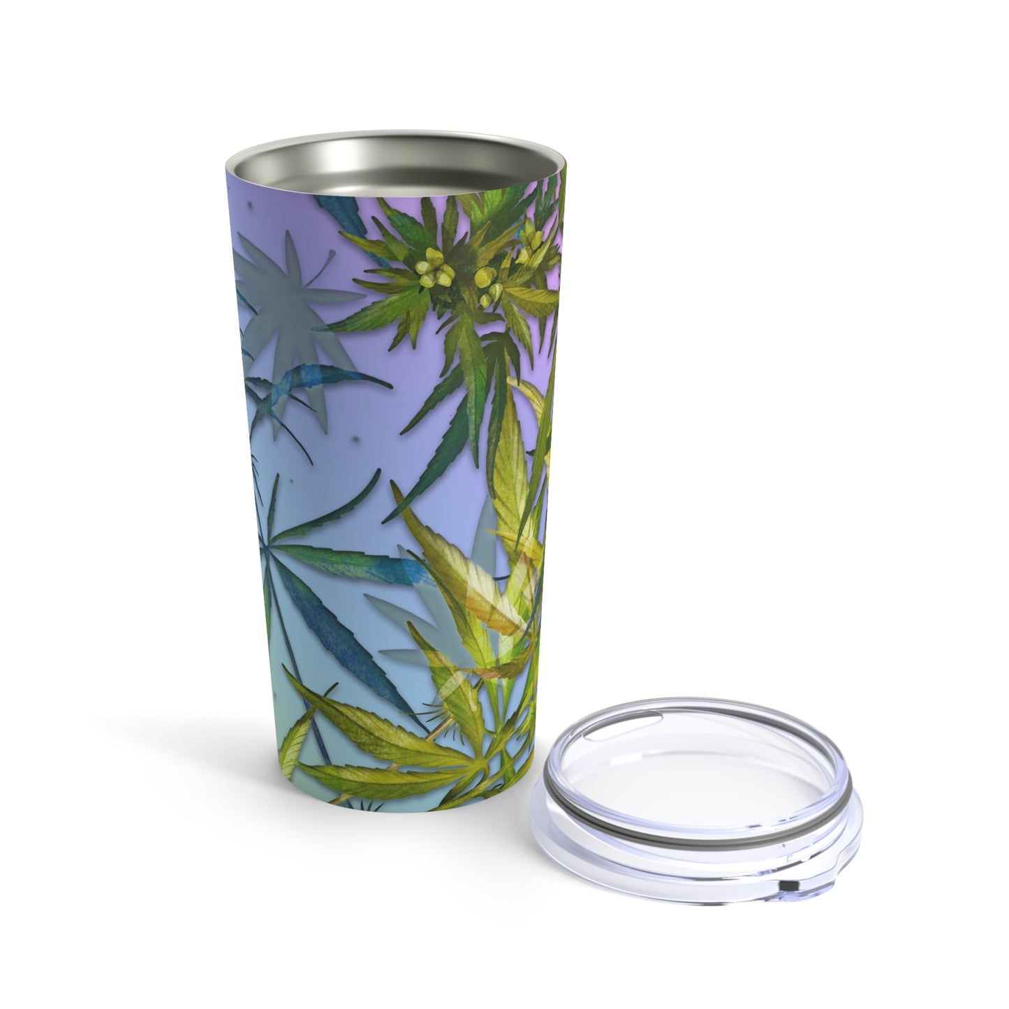 Blue Green Marijuana Elegantly Designed 420 Weed Tumbler 20oz