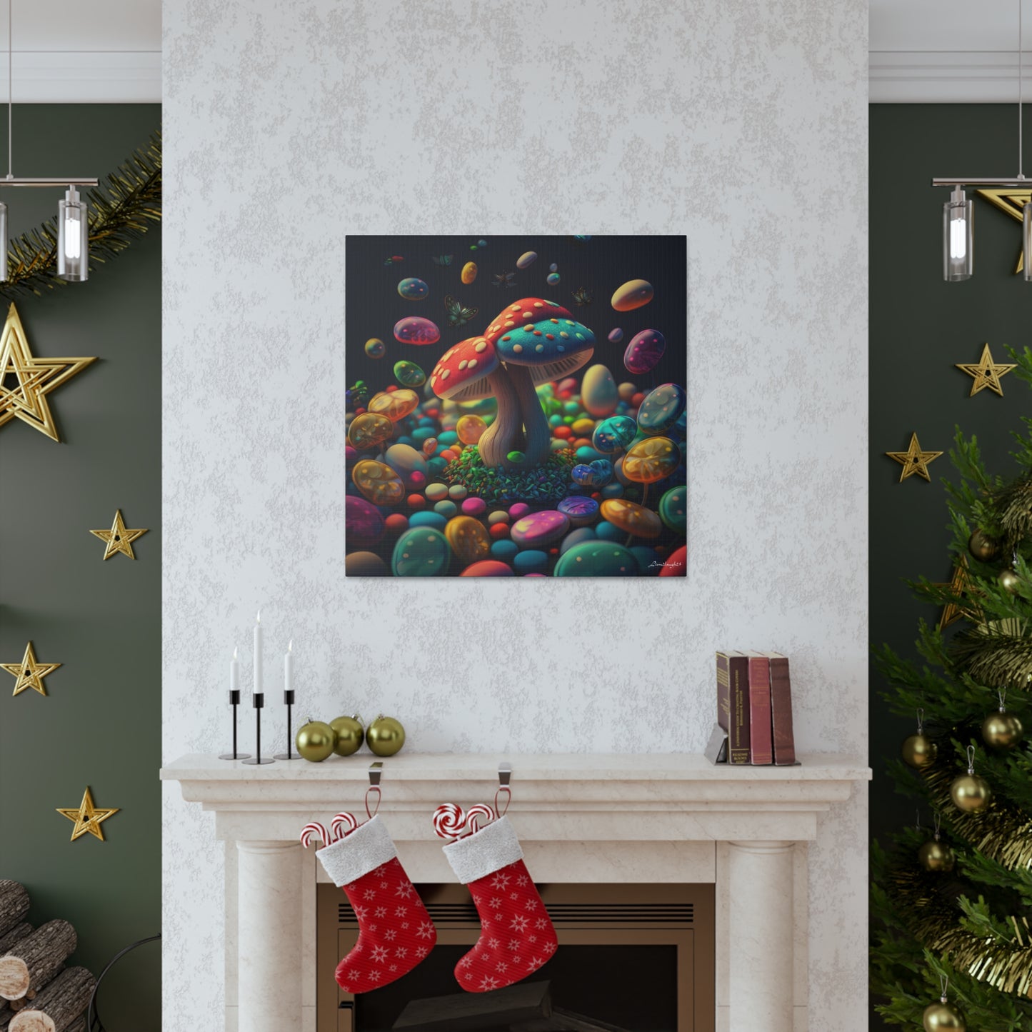 Beautiful Mushroom Luminating Colorful Bliss Canvas Gallery Wraps