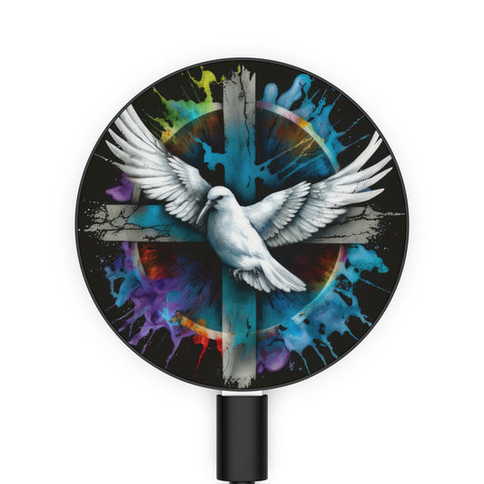 Bold And Beautiful Tie Dye Dove And Cross Style 7 Magnetic Induction Charger