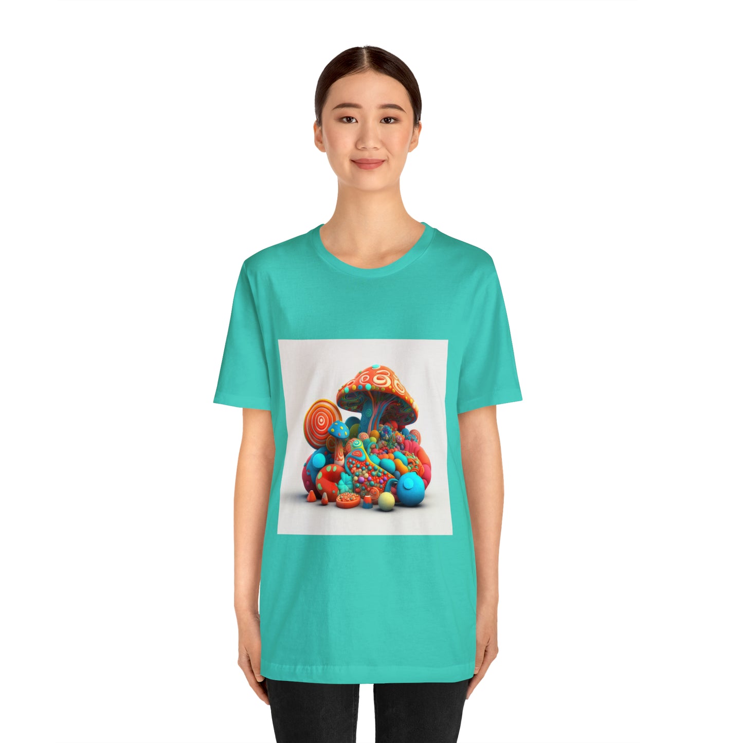 Hippie Mushroom Color Candy Style Design Style 1Unisex Jersey Short Sleeve Tee