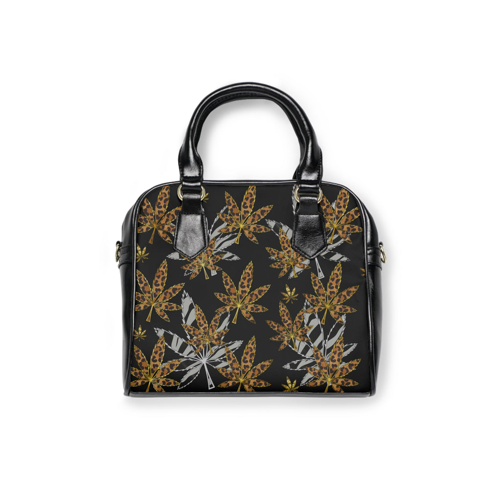 Gold And Zebra Marijuana Pot Weed Leaf 420 Marijuana Shoulder Handbag