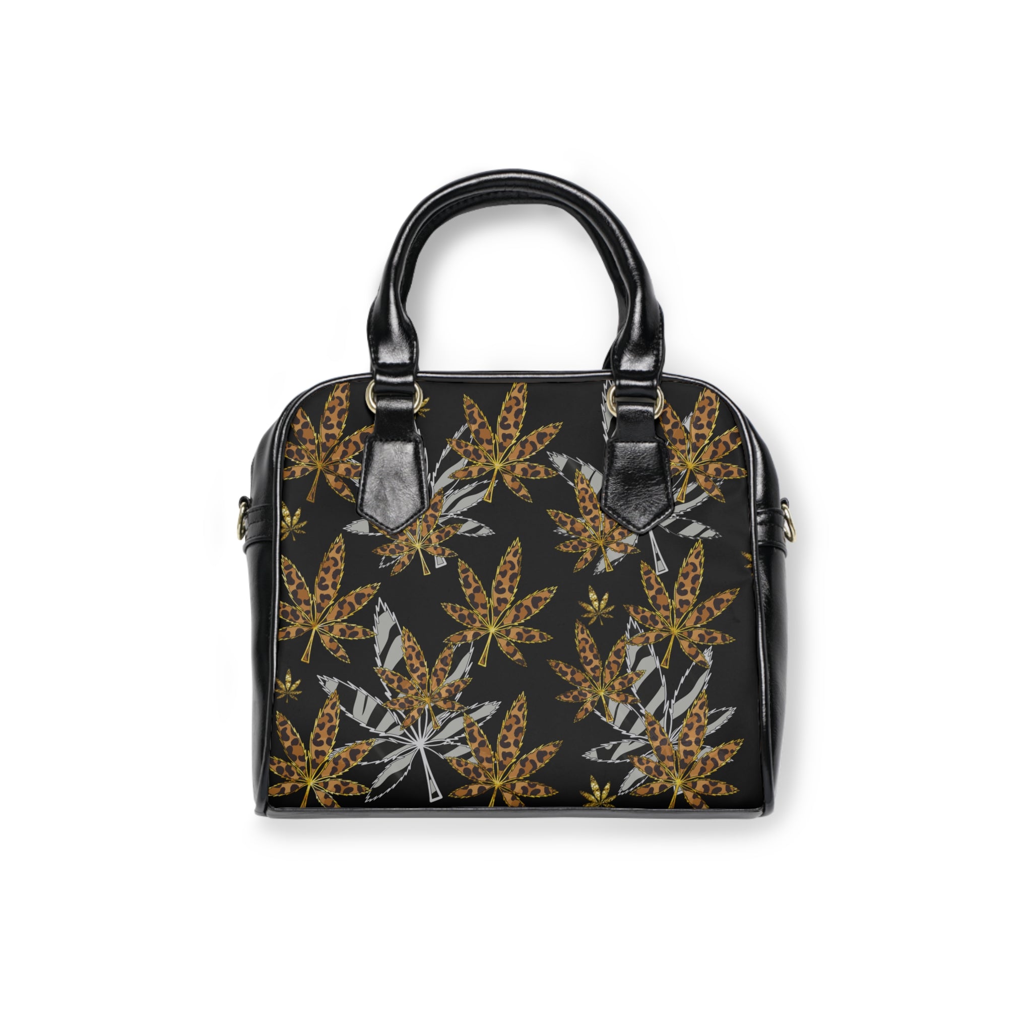 Gold And Zebra Marijuana Pot Weed Leaf 420 Marijuana Shoulder Handbag