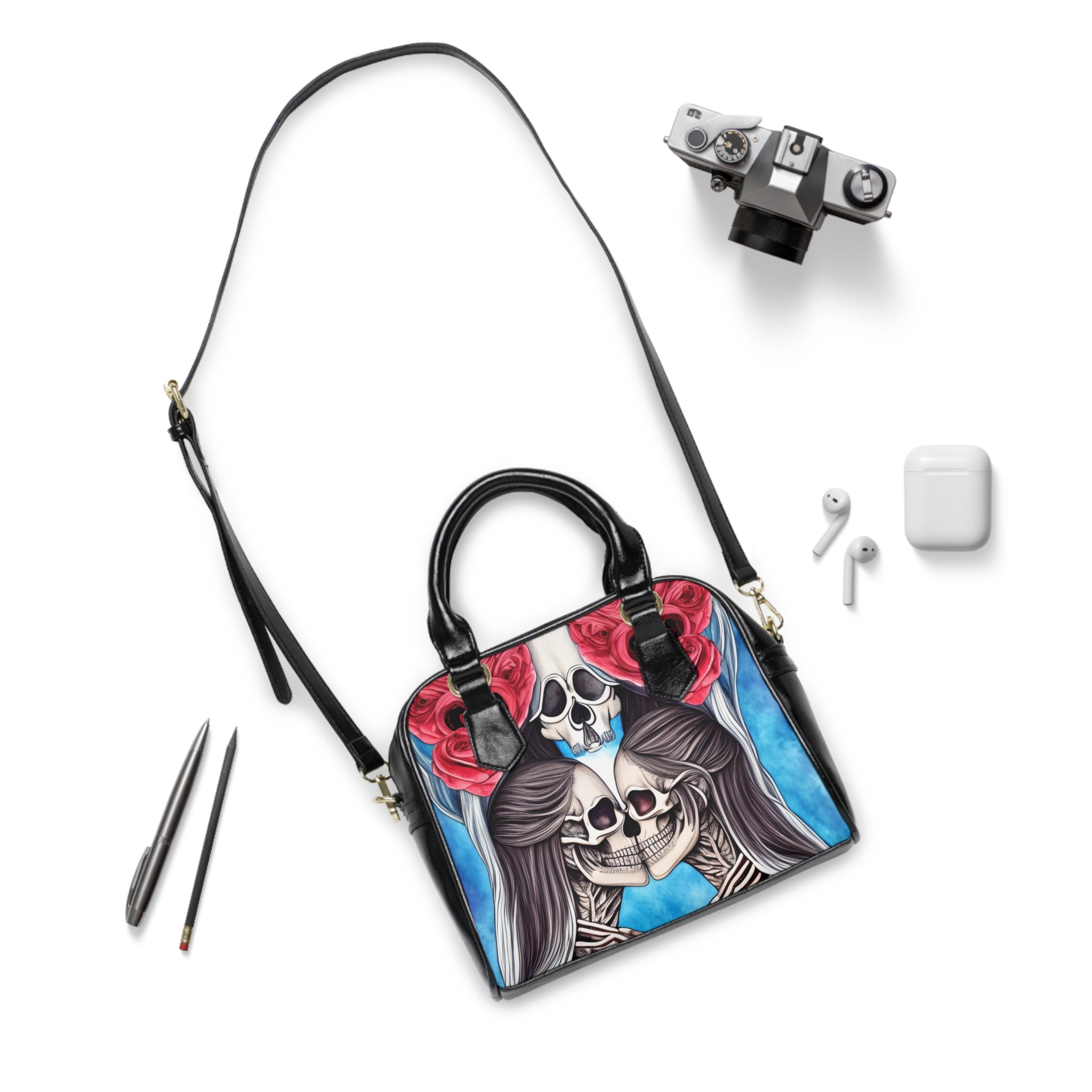 Love Shows No Time Boundaries Skulls,  Loewenkind Creations Shoulder Handbag