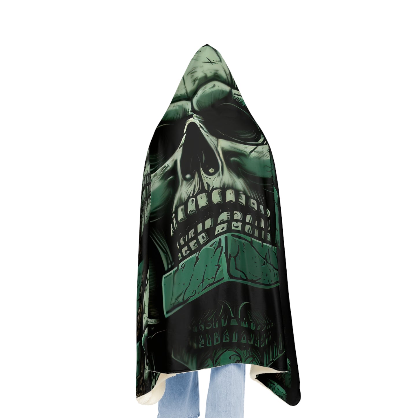 Deeply Detailed Green And Grey Skulls  Cement Background Snuggle Blanket