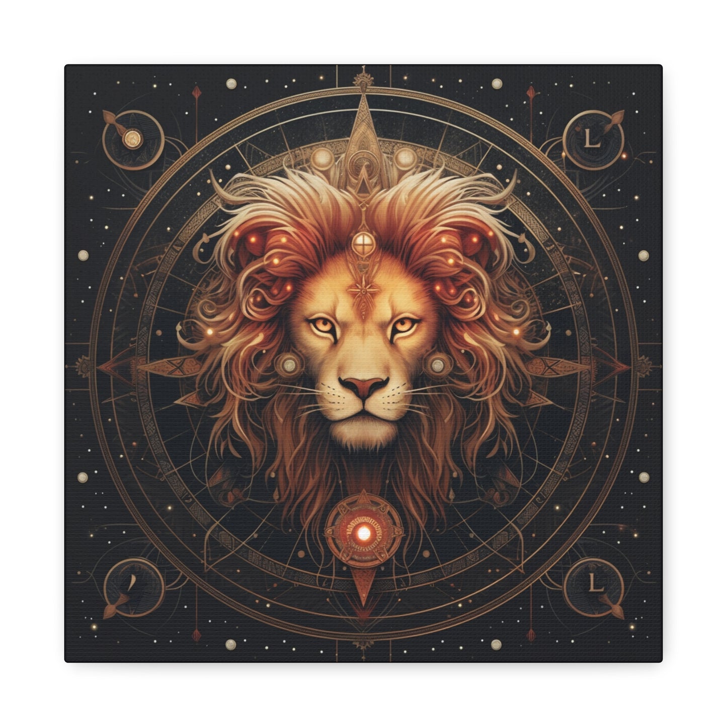 Leo Lion Black Background Canvas Gallery Wraps
