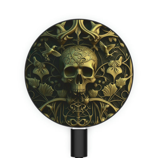 Metallic Chrome Skull And Detailed Background Style One Magnetic Induction Charger