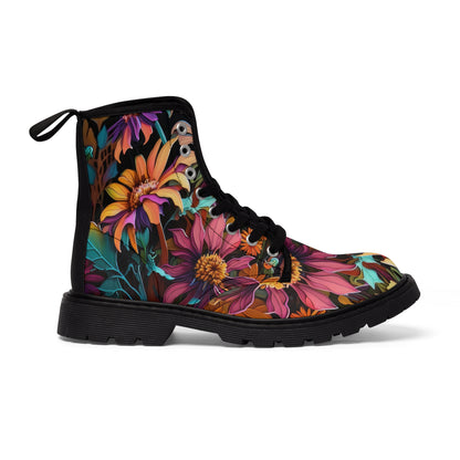 Bold And Beautiful Colorful Flowers Style Three Women's Canvas Boots