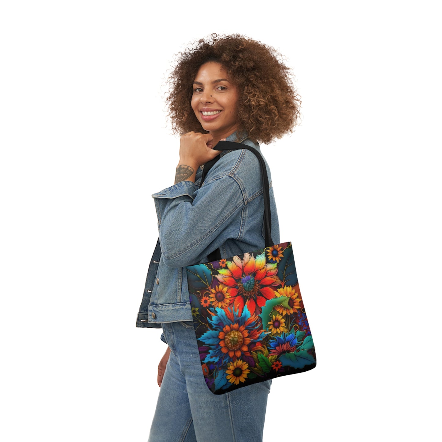 Bold And Beautiful Colorful Flowers Style Two Polyester Canvas Tote Bag (AOP)