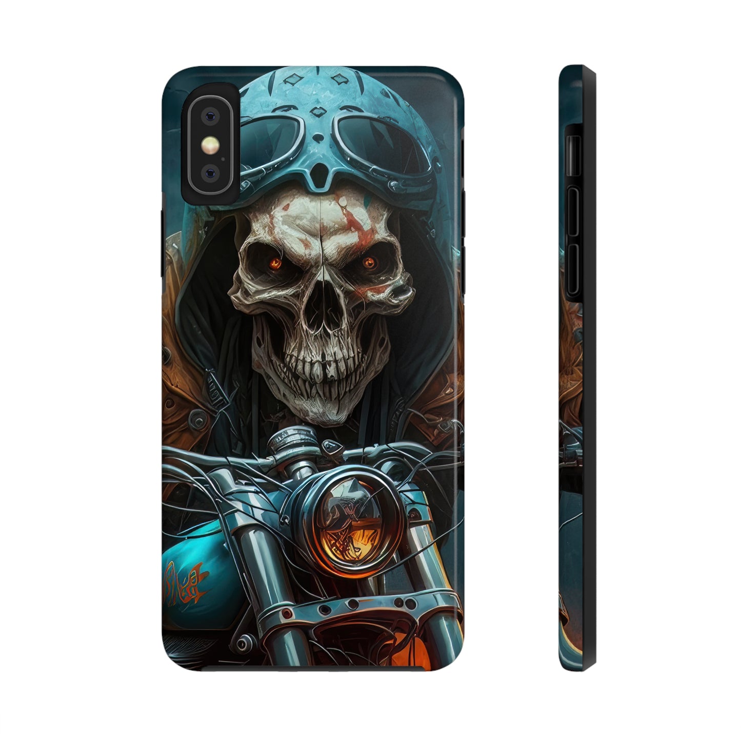 Skull Motorcycle Rider, Ready to Tear Up Road On Beautiful Bike 4 Tough Phone Cases