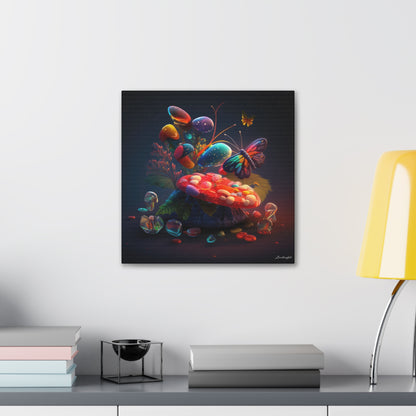 Beautiful Mushroom Luminating Colorful Bliss With Butterflies Canvas Gallery Wraps