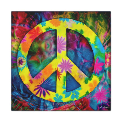 Coolio Tie Dye Hippie Peace Sign 3 Canvas Gallery Wraps