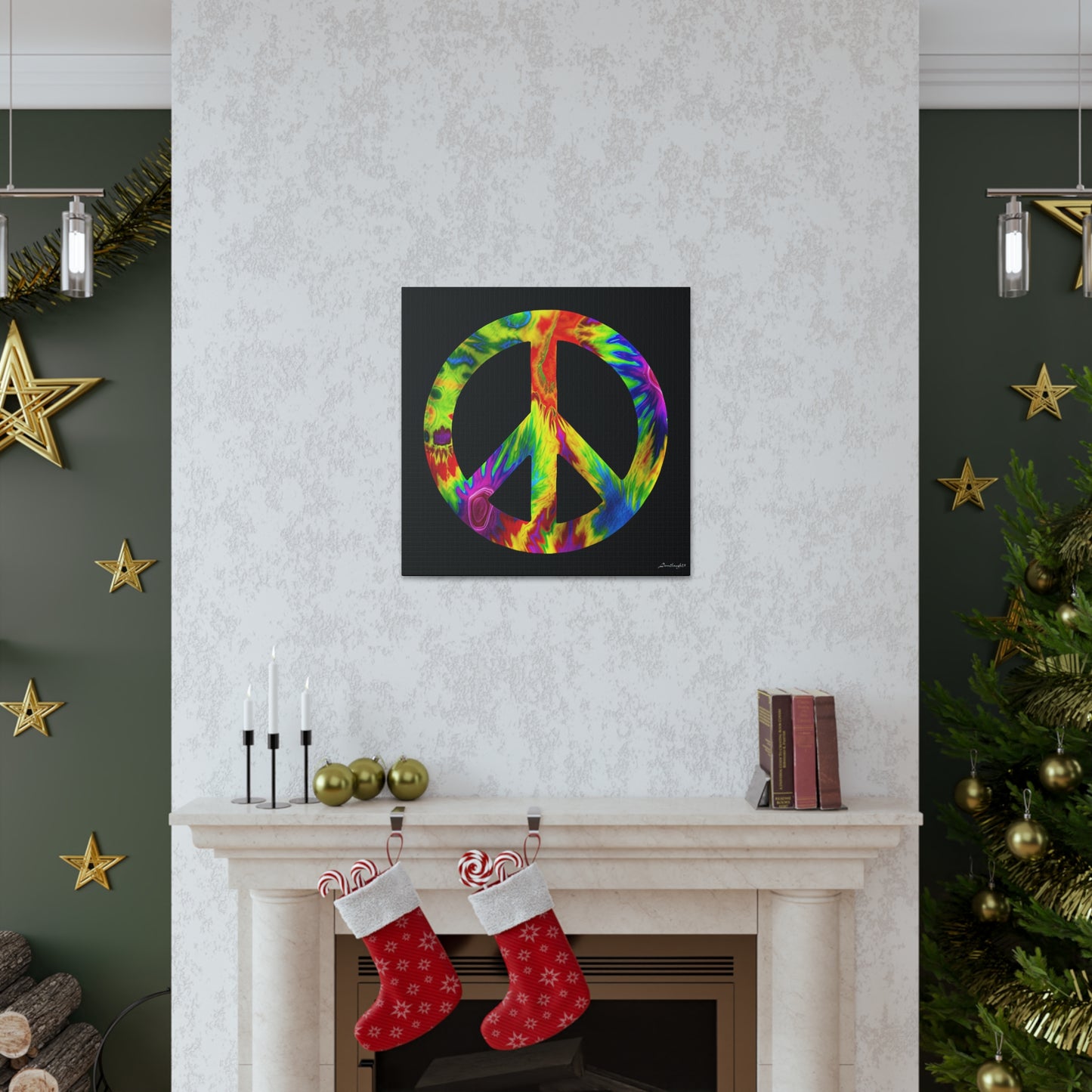 Coolio Tie Dye Hippie Peace Sign 6 Canvas Gallery Wraps