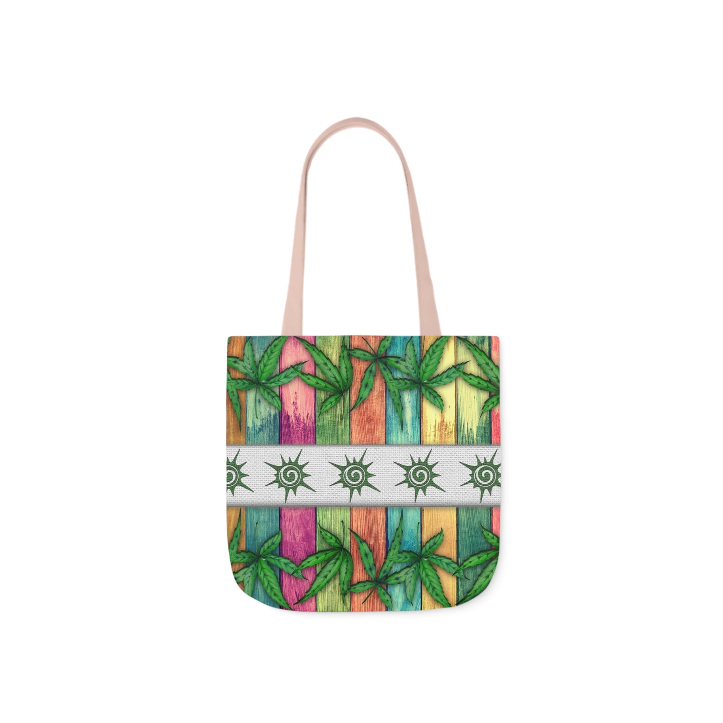 Beautiful Multicolored Pink Purple Blue 420 Weed Marijuana Leaf Polyester Canvas Tote Bag (AOP)