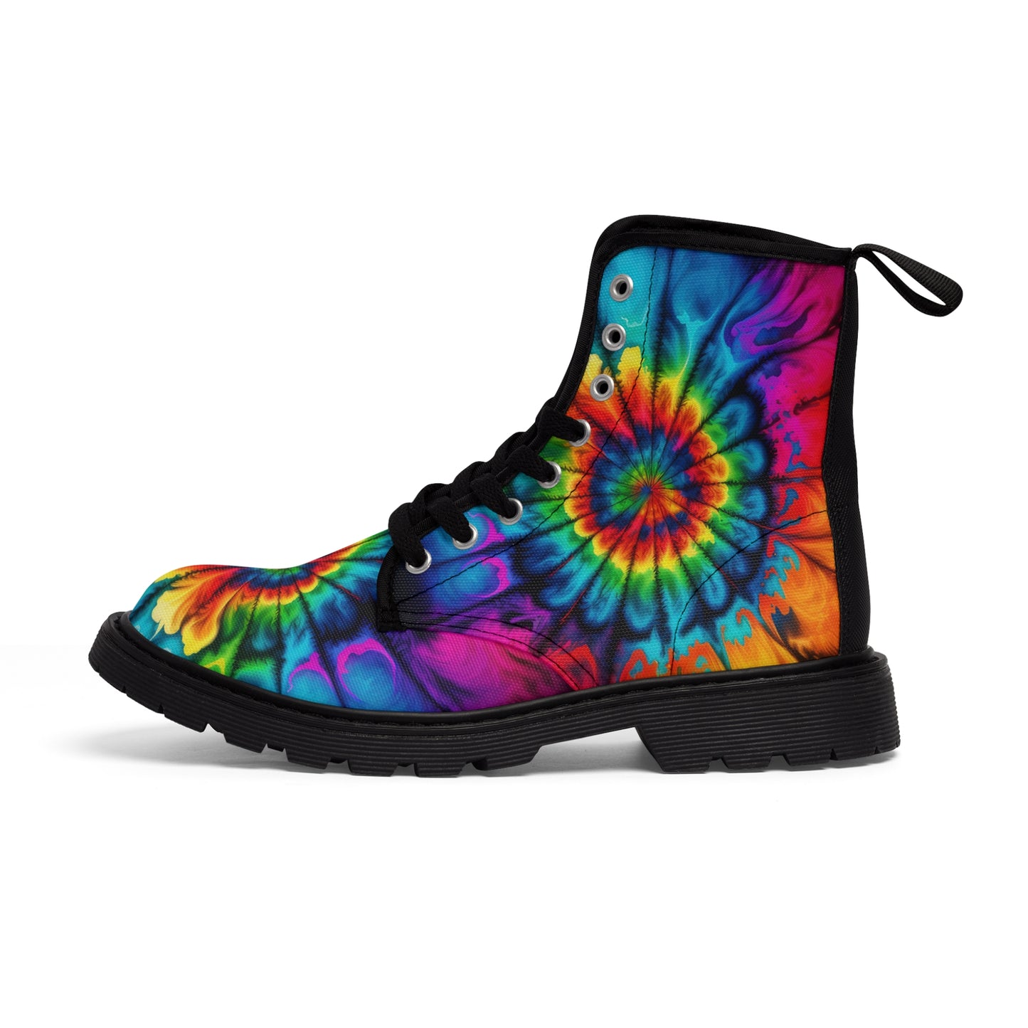 Bold And Beautiful Tie Dye Style Two Men's Canvas Boots