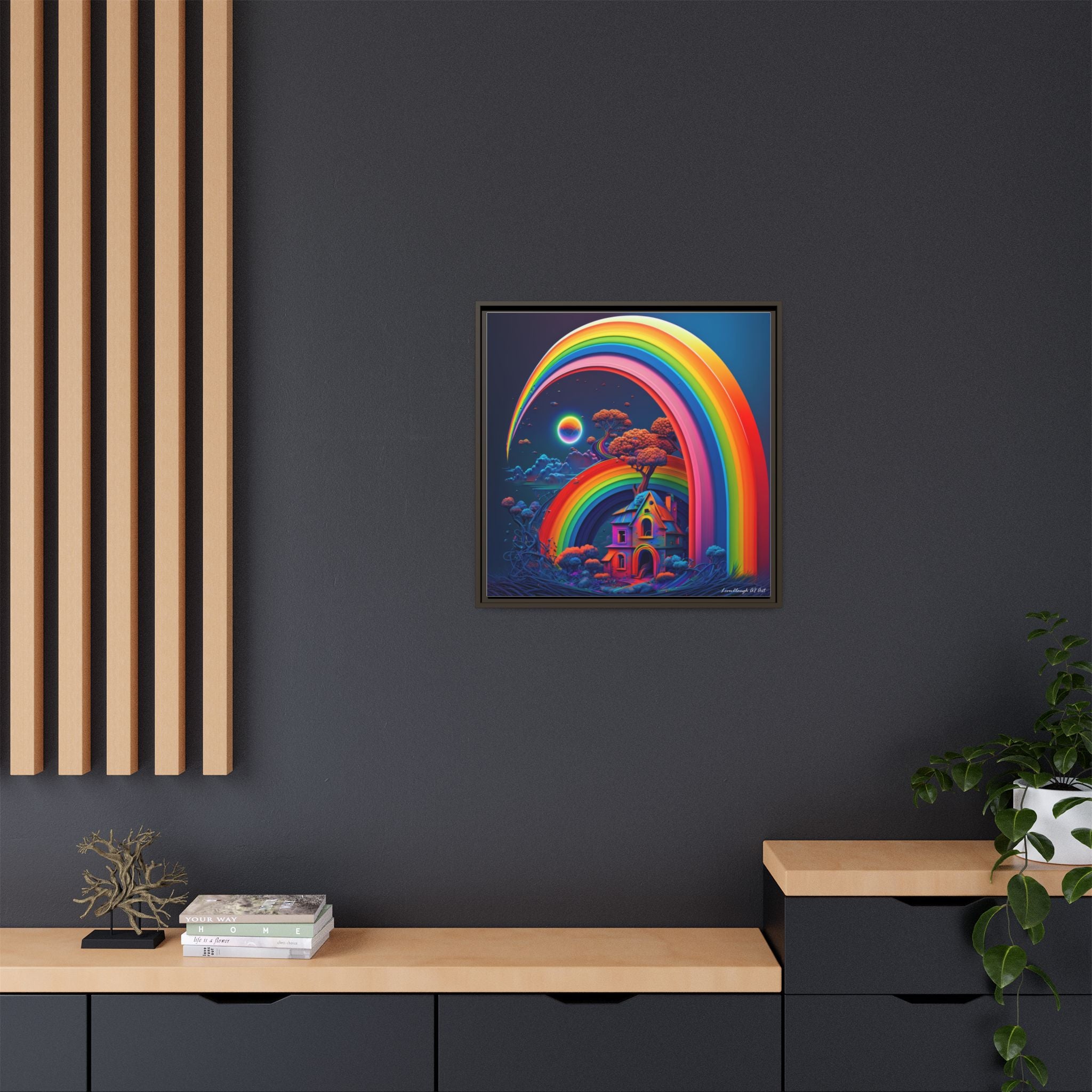 Home Beneath the Rainbow, Art Print — Colorful Modern Wall Canvas