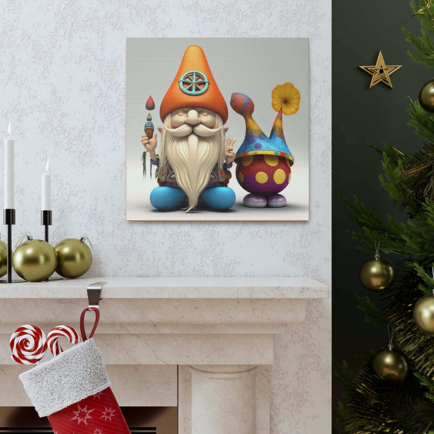 Groovy Hippie Gnome And His Unigue Sidekick Canvas Gallery Wraps