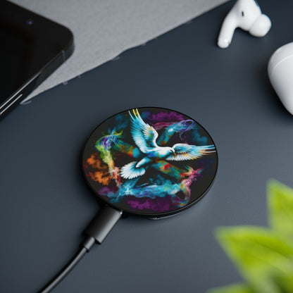 Bold And Beautiful Tie Dye Dove And Cross Style 3 Magnetic Induction Charger