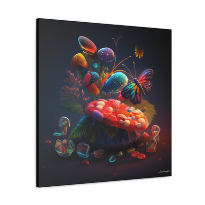 Beautiful Mushroom Luminating Colorful Bliss With Butterflies Canvas Gallery Wraps