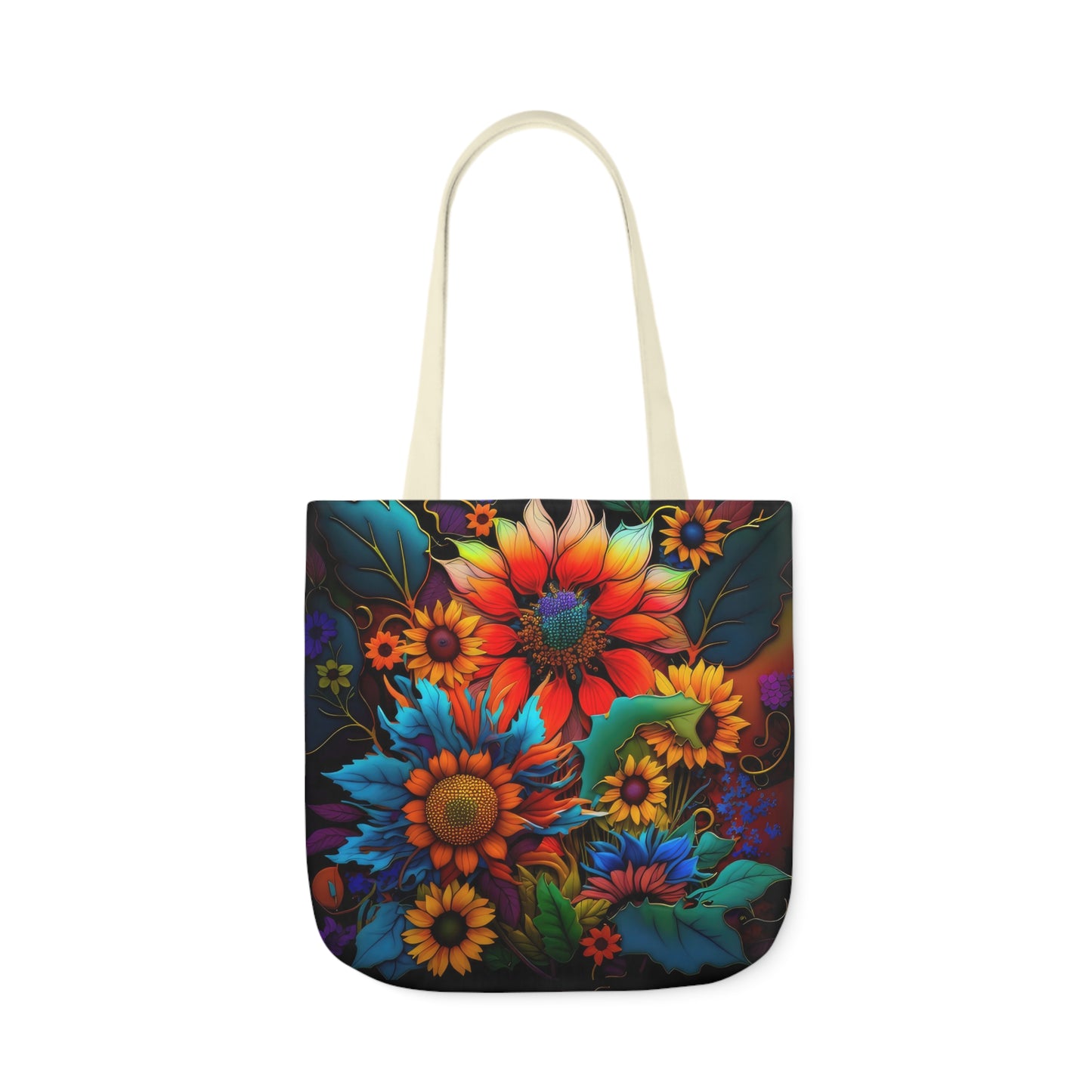 Bold And Beautiful Colorful Flowers Style Two Polyester Canvas Tote Bag (AOP)