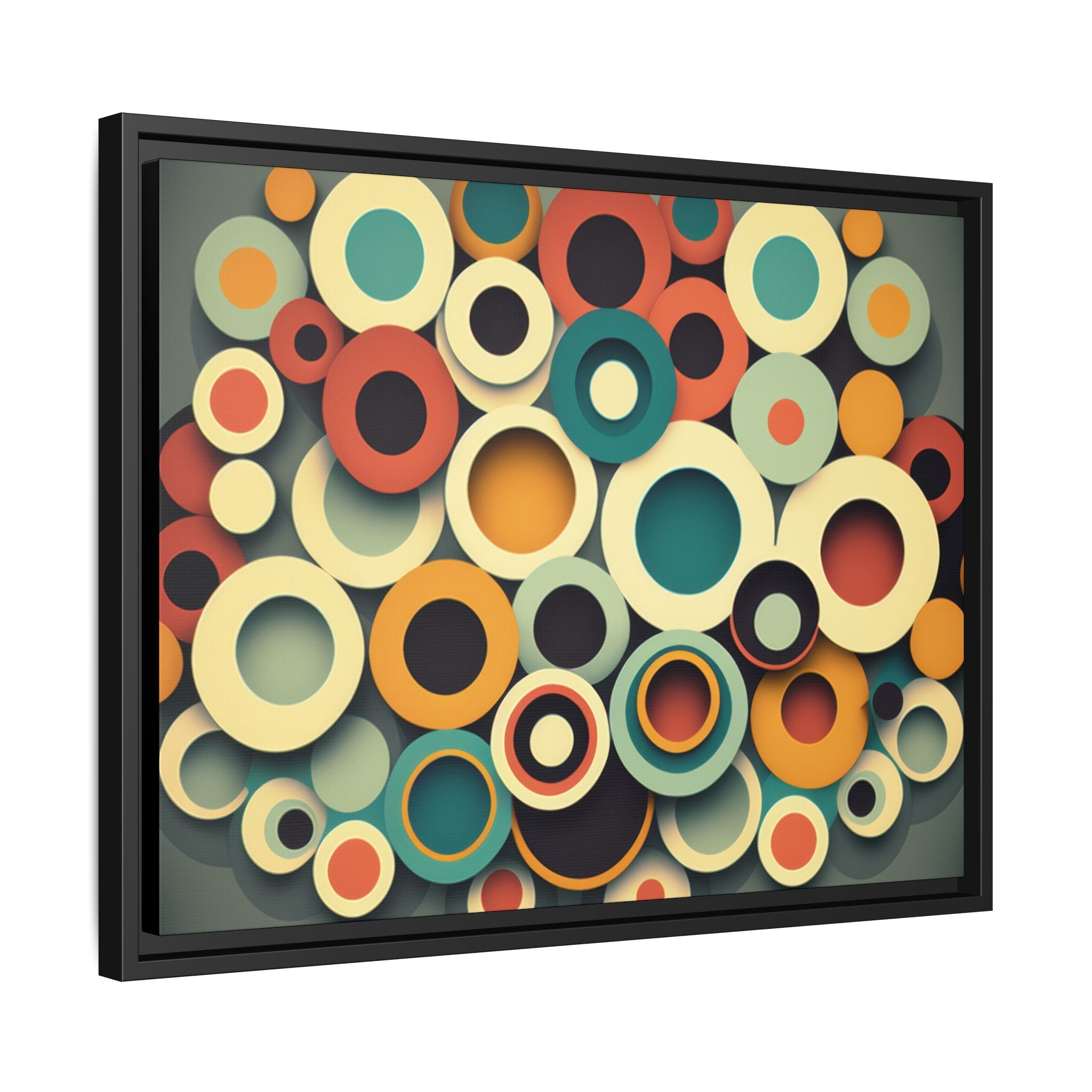 Gathered Circles, Matte Canvas, Framed (Multi-color)