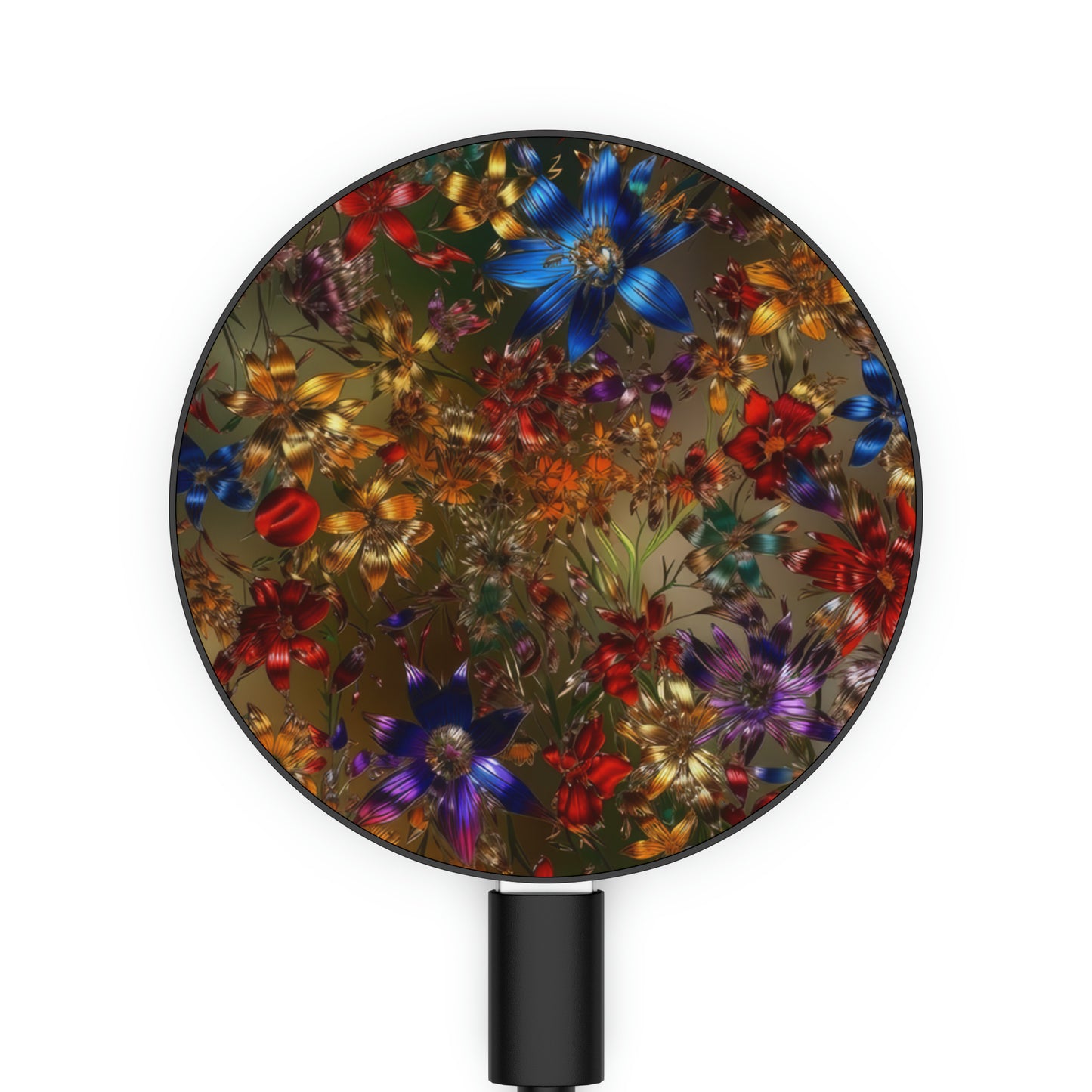 Bold And Beautiful Metallic Flowers Pink Orange Purple Blue 1 Magnetic Induction Charger