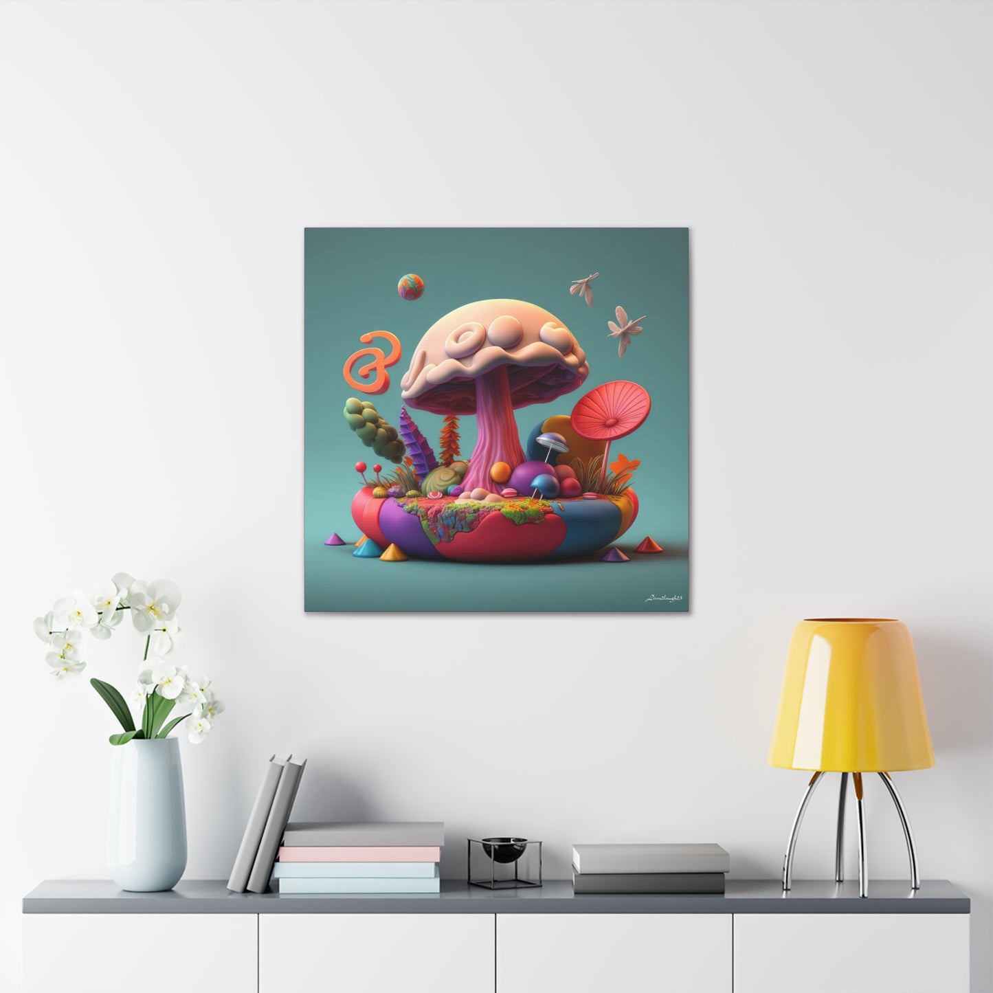 Gummy-Candy Style Mushroom Fun Bliss Cute Flowers Canvas Gallery Wraps