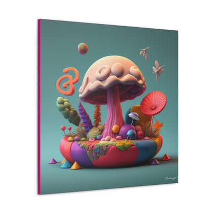 Gummy-Candy Style Mushroom Fun Bliss Cute Flowers Canvas Gallery Wraps