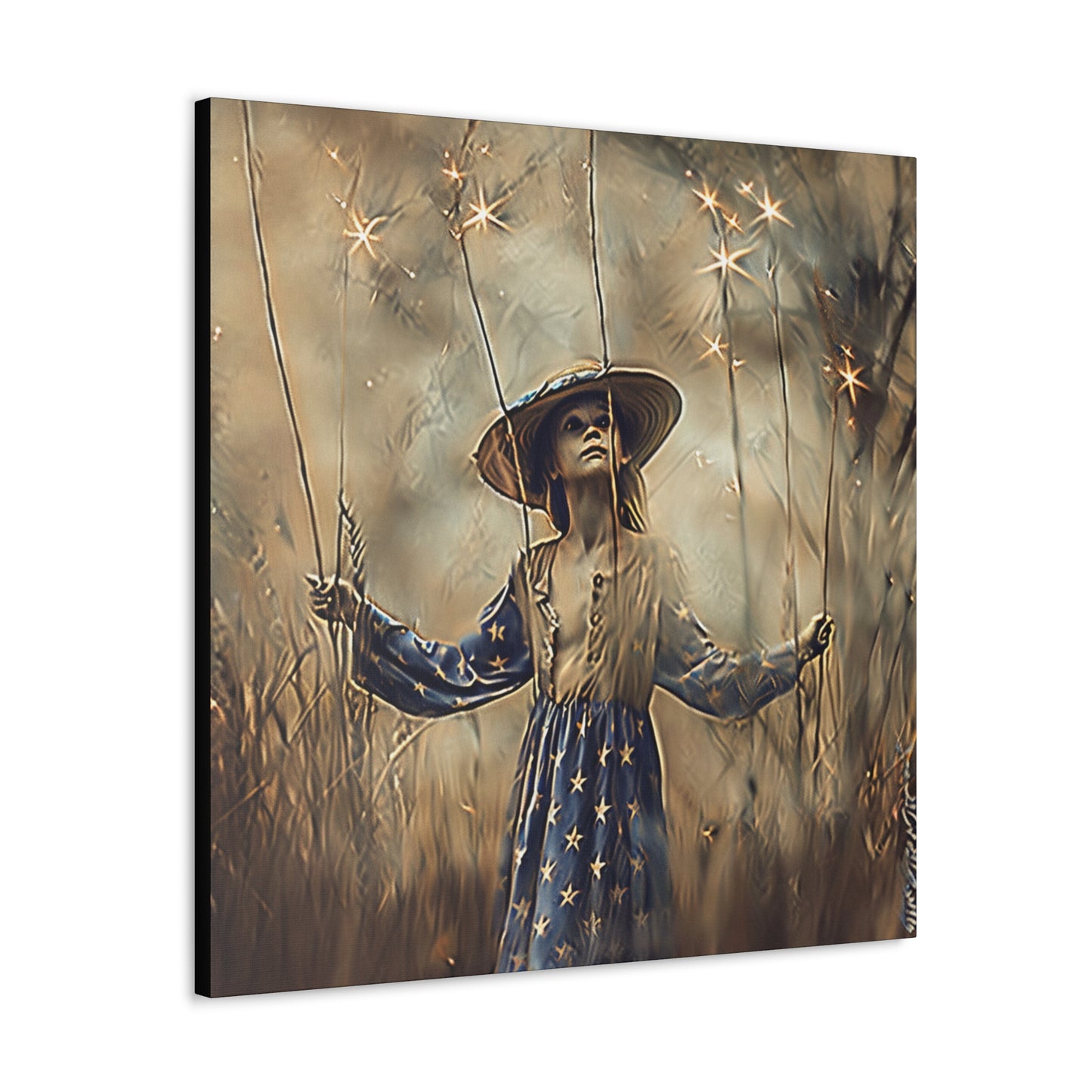 Star Sparklers Girl In Field Canvas Gallery Wraps