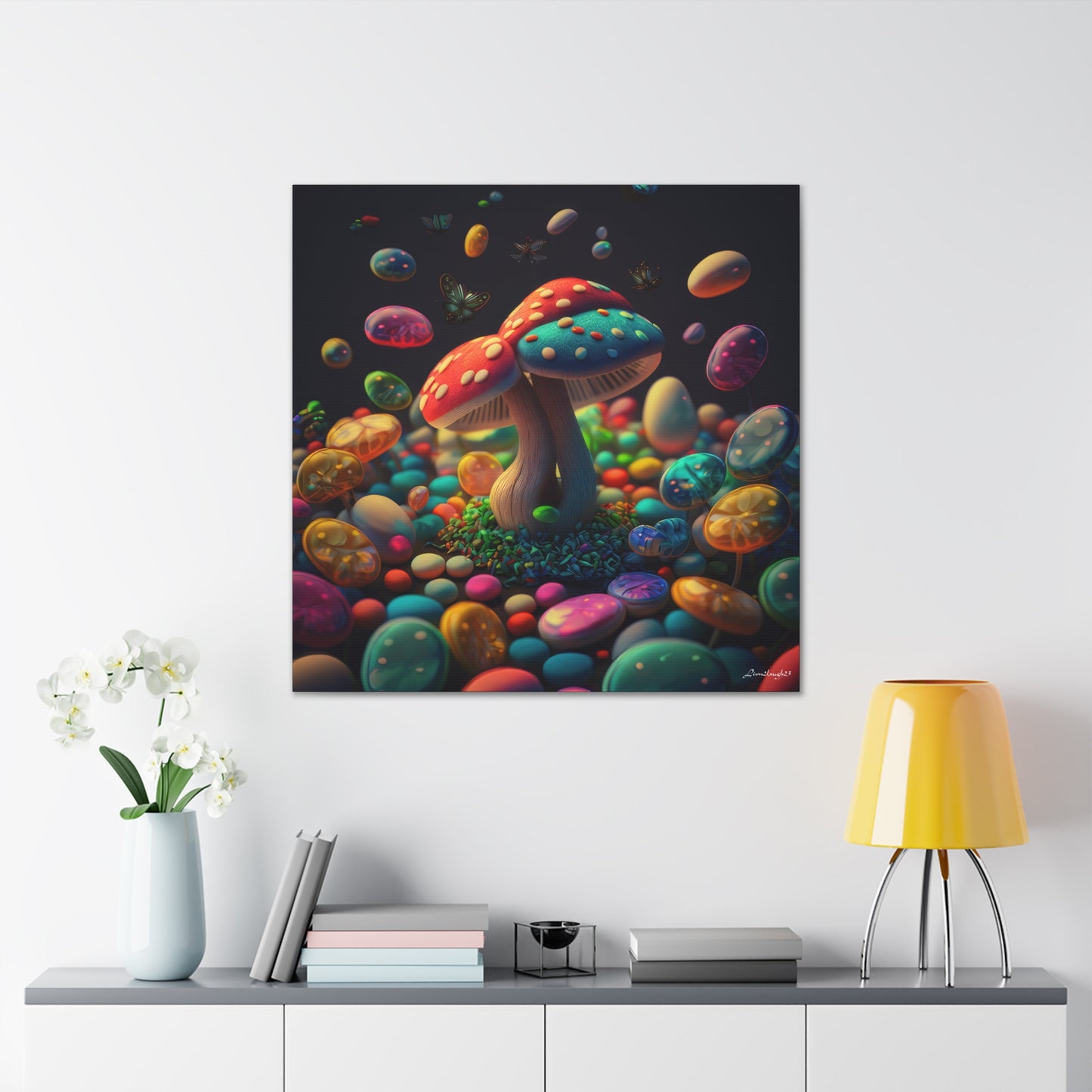 Beautiful Mushroom Luminating Colorful Bliss Canvas Gallery Wraps